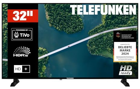 TELEFUNKEN XH32TP900S Fernseher 32 Zoll Smart TV Powered by TiVo HD-Ready, HDR TV mit Triple-Tuner und 6 Monate HD+ inkl., LED Fernseher (2026)
