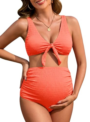 FEOYA Embarazada Bikini Cuello En V EStivi Dos Piezas Eleganti Traje De Baño De Maternidad para Mujer Traje De Baño De Maternidad para Embarazo L