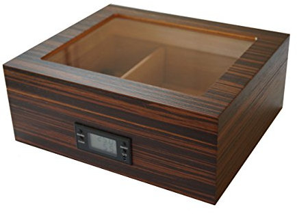 GERMANUS Ebenum Humidor Digital igrometro e Cristallo Umidificatore per Sigari