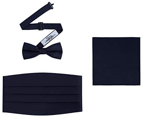 Herren 3-teiliges formelles Zubehör-Set mit Fliege, Kummerbund und Einstecktuch - Blau - Einheitsgröße