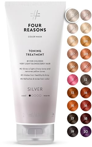 FOUR REASONS Color Mask, Silver (27 Colors) – Hair Gloss & Color Depositing Conditioner – Semi Permanent Hair Toner for Color-Treated Hair Color For Women – Vegan & Cruelty-Free – 200 ml