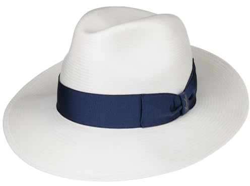 Borsalino Big Brim Bogart Panama Hat Women/Men Nature-Blue 7 3/4