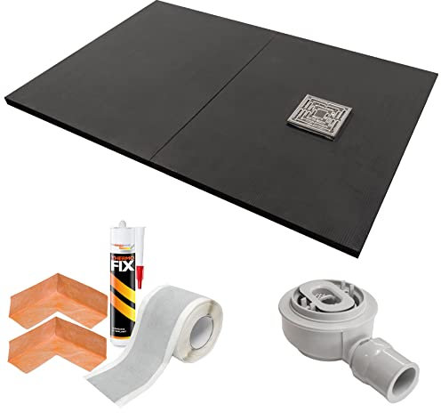 Thermopanel 1200 x 900 x 30MM Rectangular Tile on Shower Tray Split - Easy to Install with Offset Drain and Butyl tanking Kit - for Walk-in Shower Areas