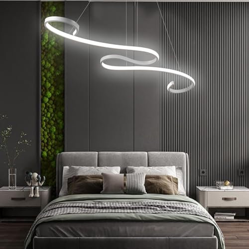 Arcadia Lampadario Led Soffitto a Sospensione Moderno con Luce Calda e Fredda Dimmerabile, Telecomando e App per Cellulare - Lampadario Camera da Letto, Soggiorno, Cucina e Cameretta (Bianco)