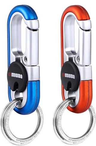 Mkitnvy 2 Piezas Mosqueton Llavero, Llavero Coche Metálico con 4 Llaveros, Llavero de Coche de Zinc, Mini Herramientas al Aire Libre, para Coche Hombre Mujeres Exteriores (B)