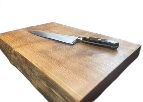 Urban Reclamation Waney Edge Oak Chopping Board - Live Edge Cutting Board - Handmade James Martin Style with Rubber Feet (50cm x 25cm x 4cm)