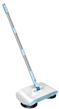 Meoky Barredora de Empuje Manual para Limpieza del hogar, barredora de alfombras 2 en 1 para Limpiador de Pisos de Doble Uso seco y húmedo para Uso doméstico,Azul