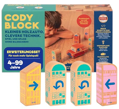QUBS | Dreh Um! Erweiterungsset | Spielend leicht Programmieren für Kinder mit Cody | Lasse Cody einfach umdrehen mit den Dreh Um und Abbiege-Blöcken für Jungen und Mädchen (Ohne Auto)