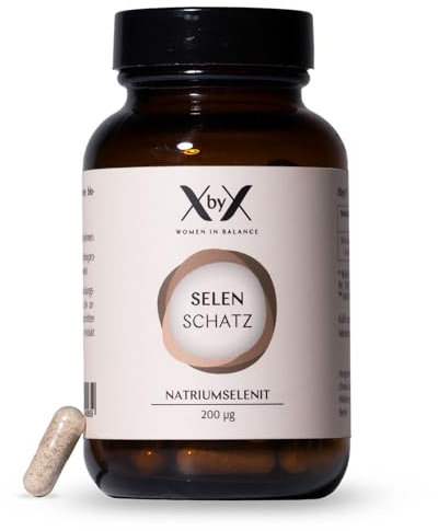 XbyX Selen Schatz 200 µg | Selen hochdosiert aus Natriumselenit | Kapseln für Immunsystem & Schilddrüse | Nahrungsergänzungsmittel für Frauen | Vegan Supplements für Haar & Nägel | 37,5g/90 Portionen