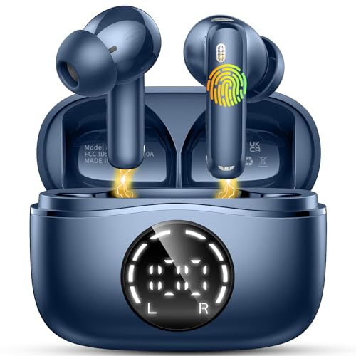 Cuffie Bluetooth, Auricolari Bluetooth 5.4 Stereo HiFi, 48 Ore Cuffie Wireless in Ear con 4 Microfono Cancellazione Rumore, Cuffiette Bluetooth IP7 Impermeabile, Cuffie Senza Fili per iPhone Android