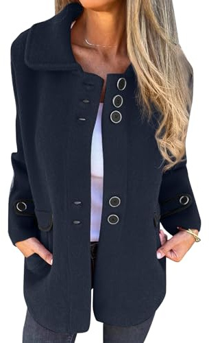 Veste Femme Chic Et Elegant Hiver Chaud Manteau en Laine Bouillie Ski Longue Mi-Long Veste Bouillie Grande Blousons Sherpa Chaud Automne Chic Winter Manteau Long Femme M