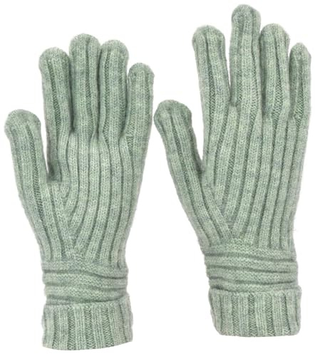 styleBREAKER Stickhandskar för kvinnor med ribbmönster | mjuka enfärgade finstickade handskar | elastiska, bekväma och varma | finns i många färger, Lindgrön, One size