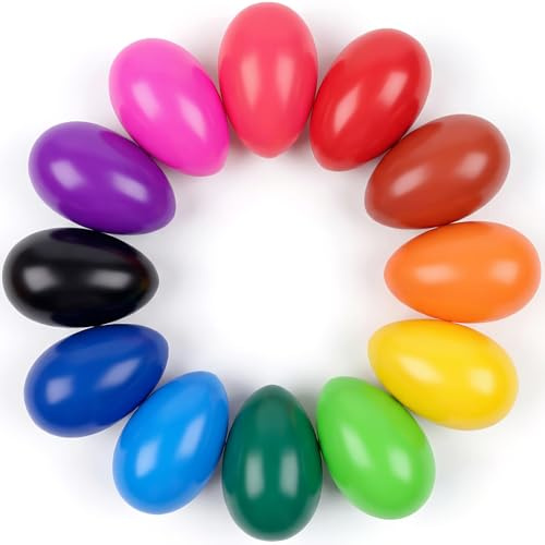 Canscci 12 Pack Easter Egg Crayons,12 Colors Easter Egg-Shaped Crayons for Kids Girls Boys Toddles Easter Basket Stuffers Essentials Egg Fillers Party Favors Gifts
