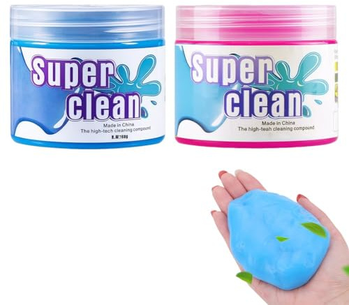 EduPlayte Gel limpiador para interior del coche, 2 unidades para teclado, limpiador para el interior del coche, gel de limpieza universal para PC, tableta, portátil (azul + rosa)
