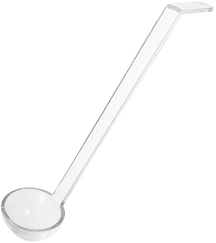 Veemoon Mestolo da Minestra Trasparente in PC Manico e Coda Piegata, Cucchiaio da Cucina Leggero per Salse, Buffet e Zuppa, Utensile Versatile per Ristorazione e Catering