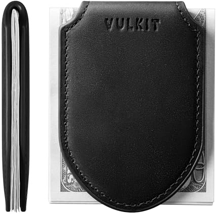 VULKIT Magnetic Money Clip Genuine Leather Streamline Design