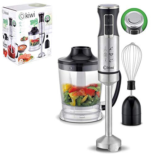 KIWI 86073 Batidora Picadora, 1000W, Acero Inoxidable, 1000 W, Plastic, 5 Velocidades, Blanco