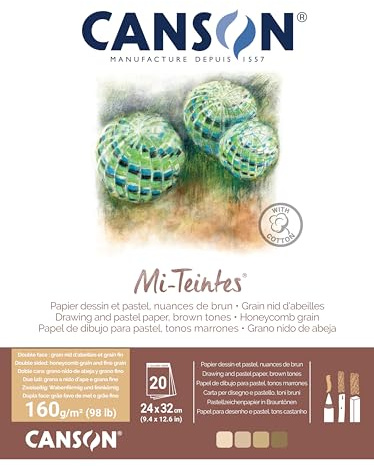 Canson Bloc Encolado 24x32 20H Teintes 60% Abeja 160g Tonos Tierra, 20 Hojas