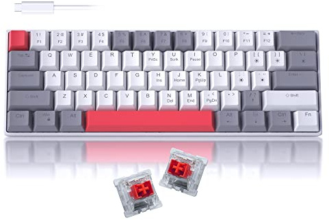 Camiysn Video Game Keyboards Grey&White with Hot swappable Red Switch