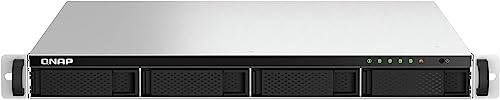 QNAP 1U 4-Bay rackmount NAS, Intel Celeron N5105/N5095 quad-core, 8GB RAM onboard (not expandable), 4 x 3.5/2.5 SATA 6Gb/s drive bays