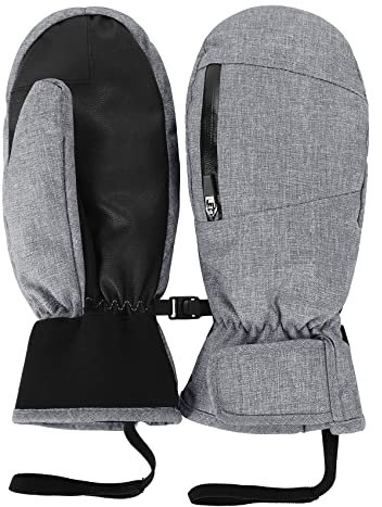 Durio wasserdichte Handschuhe Damen Herren Fäustlinge Touchscreen Skihandschuhe Winterhandschuhe für Laufen Skifahren Wandern Motorrad Radfahren Grau L