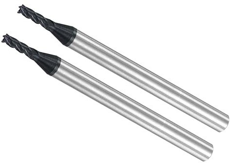 CoCud Carré Nez Fin Moulins, 2mm x 6mm Coupe 4mm Tige, AlTiN Revêtement P05 Carbure 4 Flutes CNC Routeur Embouts - (Applications: pour Fraisage Inox Acier Durci Acier), 2-Pièces