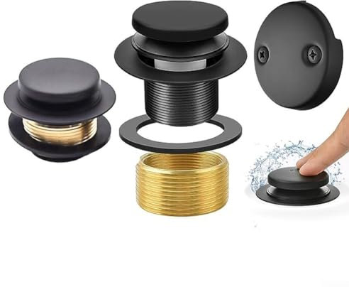 Kit de trop-plein pour baignoire - Anti-odeurs - Décoration avec panneau de trop-plein à double trou - Noir