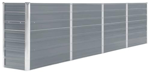 KOIECETA Hochbeet Pflanzkübel Blumenkasten Garten Pflanzkasten Terrassen Gemüsebeet Gartenbeet Pflanzbeet 320 x 40 x 77 cm Verzinkter Stahl Grau