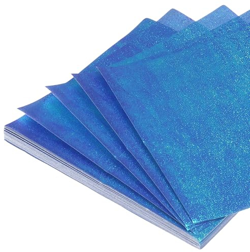 QUARKZMAN 50 Fogli Carta Glitter Origami 10x10cm Quadrati Luccicanti Carta Pieghevole 10x10cm Carta Iridescente per Arte Fai da Te, Decorazioni Artigianali, Blu Scuro