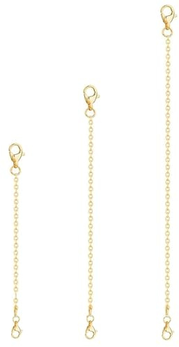 3 Pcs Necklace Extender Gold, Reusable Chain Extender for Necklace with Lobster Claw Clasp, Sturdy Gold Necklace’s Extend for DIY Jewellery Making Necklace‘s Chain, Extend Bracelet and Anklet