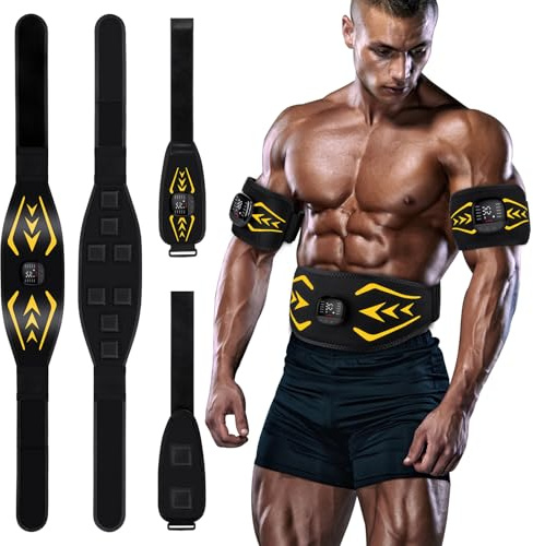 Relassy Bauchmuskeltrainer Elektrisch, EMS Bauchmuskeltrainer, USB-Wiederaufladbarer, mit 10 Modi und 30 Intensitäten, EMS Trainingsgerät