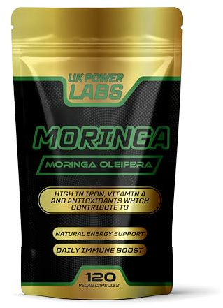 UK Power Labs Moringa Capsules - 5000mg - 4-Month Supply | 120 high Strength Moringa olefeira | Vegan Leaf Extract