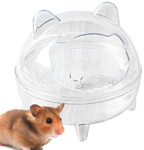 Hamster sandbad behållare | hamsterbadkar, gyllene badrum anti-spill, avtagbar, hög kapacitet transparent synfält för syrian, gerbil