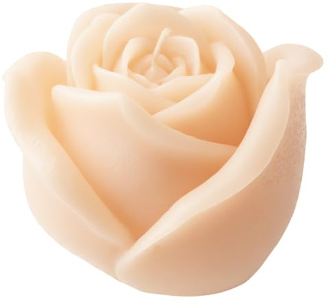 Cereria Di Giorgio - Vela con forma de capullo de rosa - Color polvo - Diámetro 8 cm Altura 8 cm - Bolsa regalo - Artesanal