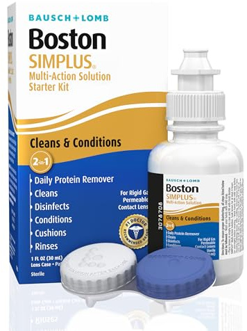 Boston SIMPLUS Multi-Action Solution, Travel Kit & Lens Case, Cleans, Disinfects & Conditions Rigid Gas Permeable (RGP) Lens, 1 Fl Oz