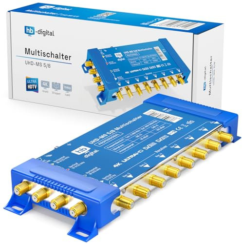HB-Digital Multiswitch pmse 5/8 1x Sat hasta 8 x abonado/Receptor para Full HDTV 3D 4K UHD con Fuente de alimentación