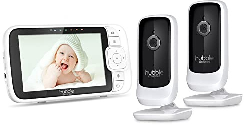 Hubble View Premium Twin 5 Baby Monitor 2 Cameras, Digital Pan Tilt Zoom, 2-Way Talk, Room Temp Monitor, Twin Baby Monitor with Cameras and Night Vision, Split Screen, 1000ft Range, No Wifi Baby Cams