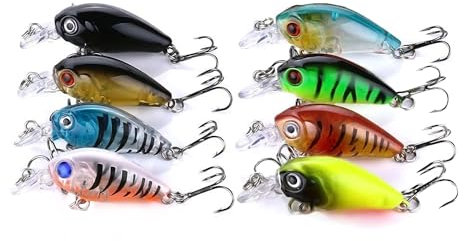 Steinn 8 Wobbler Crankbait Kunstköder Set | Raubfisch Zander Barsch Angeln | 3.7g 4cm | mit Köderbox