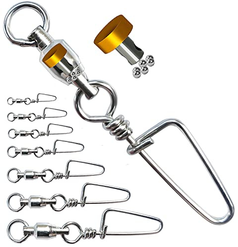 NewShot Fishing Barrel Swivels, High Strength Rolling Ball Bearing Snaps Lure Connector Clips, Saltwater or Freshwater Fishing Accessories, Pack of 20