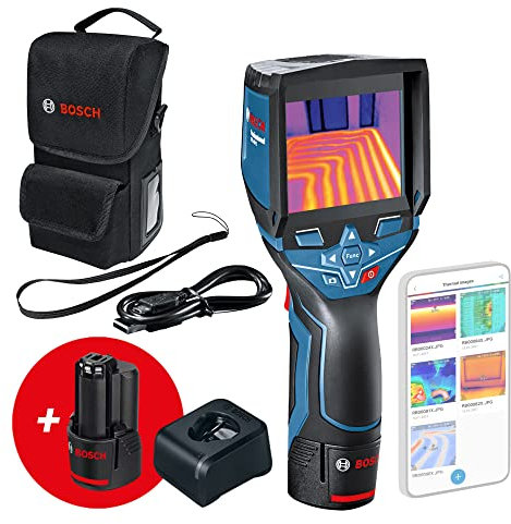 Bosch Professional 12V System Wärmebildkamera GTC 400 C (2x Akku 12V + Ladegerät, Schutztasche, mit App-Funktion, Temperaturbereich: –10 °C bis +400 °C, Auflösung: 160 x 120 Pixel, in L-Boxx)