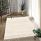 payé Teppich Wohnzimmer Hochflor Cream - 240x340cm - Meliert mit Fransen - Weiche Schlafzimmer-Teppiche für gemütliche Wohnatmosphäre