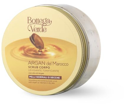 Bottega Verde - Scrub Corpo Argan del Marocco, 200 ml, con Olio di Argan e Microgranuli Esfolianti, Trattamento Levigante e Tonificante per Pelli Normali o Secche