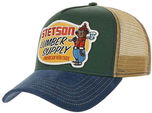 Stetson Gorra Lumber Supply Trucker Hombre - Camionero de béisbol Malla Snapback, con Visera, Visera Invierno Otoño Verano Primavera Verano/Invierno - Talla única Verde