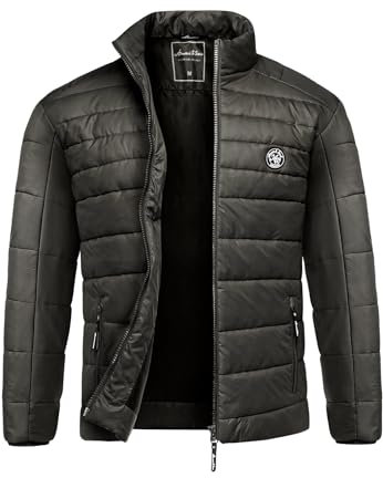 Amaci&Sons Herren Steppjacke Outdoor Basic Patch Jacke 9103 Schwarz L