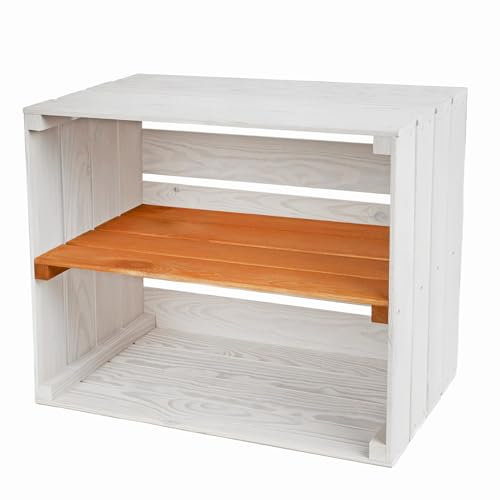 PINEEA Caisse en Bois - Grande étagère - Caisse à Fruits - Caisses à vin - 1 Pièce Décoration Vintage Blanc 50x40x30cm