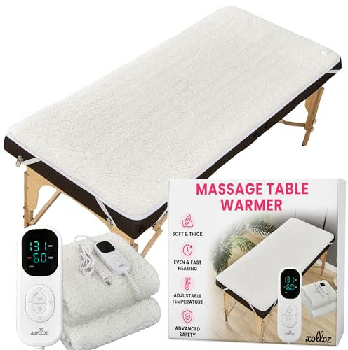 Massage Table Warmer Heating Pad – 71x31 Heated Massage Pad with Adjustable Temperature (104°F–131°F), Auto Shut-Off, Sherpa Fabric, Ideal Massage Blanket & Bed Warmer for Table Use
