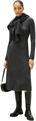 Tommy Hilfiger Soft Wool LS Mock-nk Swt Dress Ww0ww47303 Vestido Tipo suéter Mujer (Pack de 1)