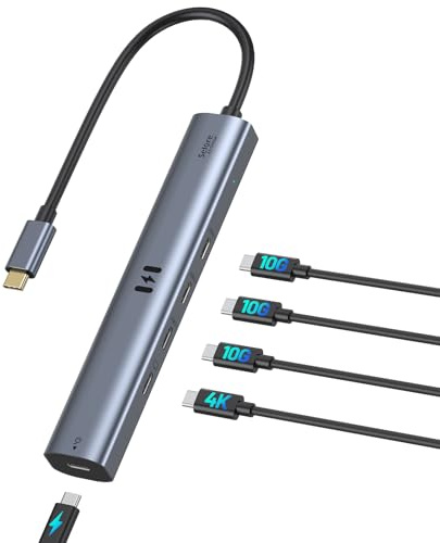 Hub vidéo USB C Type C 10 Gbps 5 en 1 Adaptateur USB C avec écran Vidéo 4K @ 60 Hz et Données 10 Gbps, 3 Ports de Données Type C 3.1 Gen2, 100 W PD pour MacBook Pro/Air M2 M1, Dell, HP