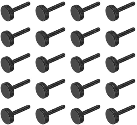 sourcing map Tornillos de pulgar moleteados M3 x 16 mm, tornillos de cabeza plana de acero negro chapados en zinc, pernos de cabeza moleteada métrica, perillas de agarre, sujetadores de rosca para