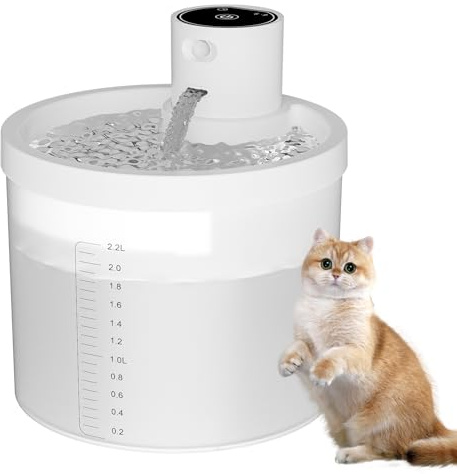 Vankarr Fuente para Gatos Sin Cable 2.2L Bebedero Gatos Automatico,Fuente de Agua para Gatoss con Sensor de Movimiento,4000mAh Batería Recargable,Bomba Ultrasilenciosa,Filtración Multicapa